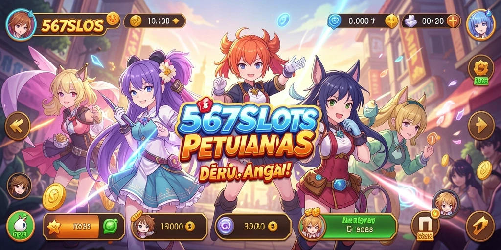 Screenshot gameplay 567SLOTS yang menampilkan karakter anime menarik.