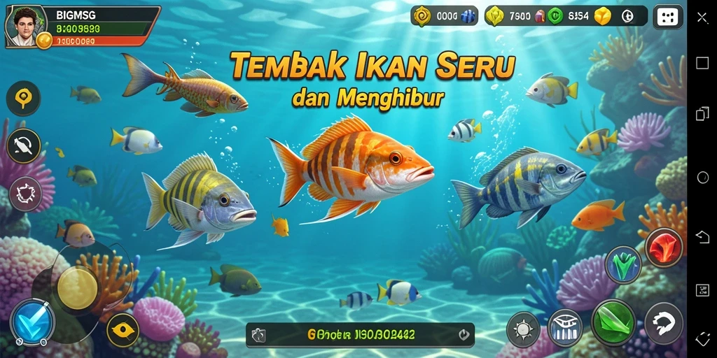 Gameplay BIGMSG yang penuh aksi menangkap ikan.