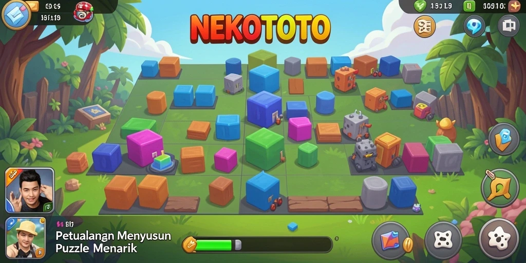 Screenshot gameplay NEKOTOTO menampilkan tantangan puzzle yang seru.