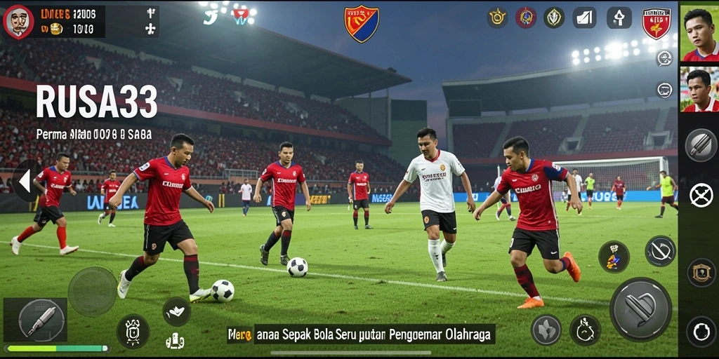 Screenshot RUSA33 menampilkan aksi seru dalam pertandingan sepak bola.